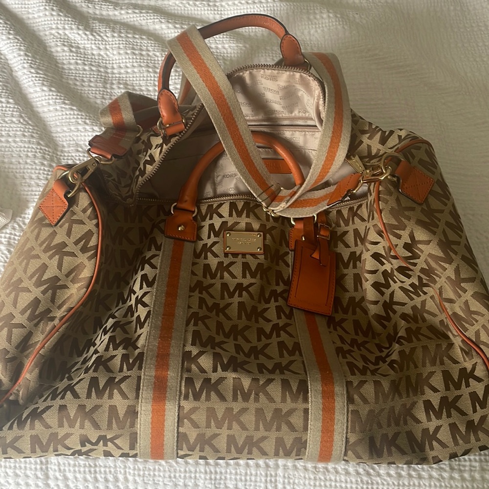 Michael Kors Tan and Orange Travel Bag